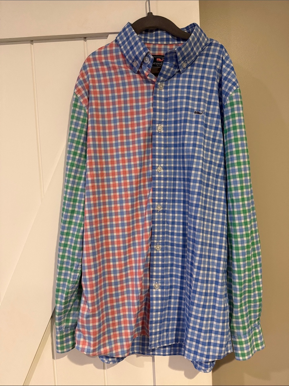Vineyard Vines Patchwork Gingham Button-Down Shirt - Blue/Red/Green